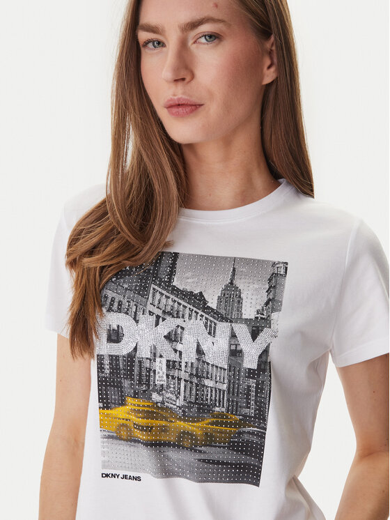 DKNY DKNY Tricou DJ6T1748 Alb Regular Fit
