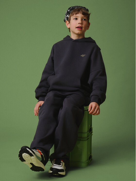 4F 4F Bluza ENJOY THE OUTDOORS Szary ciemny Loose Fit