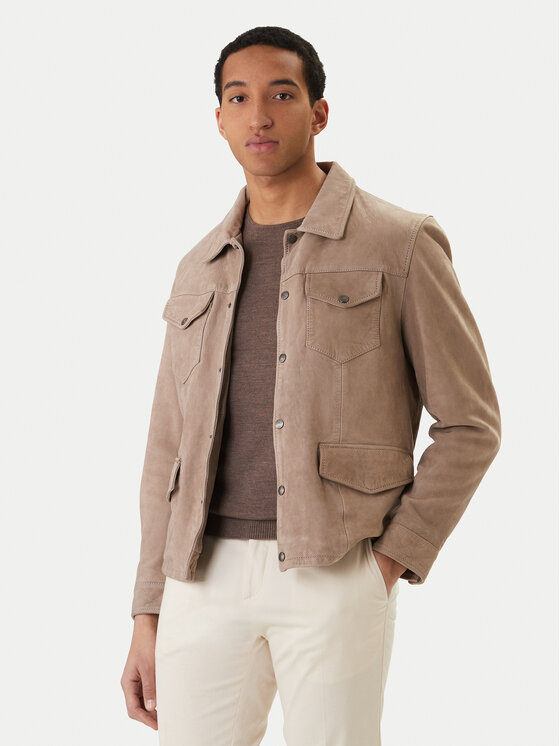 Milestone Milestone Geacă de piele Valerio 612205 60790 Bej Regular Fit