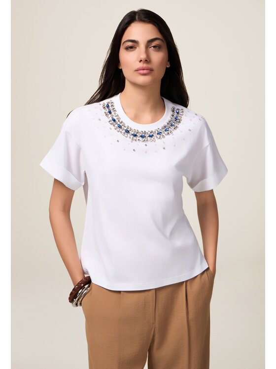 Oltre Oltre T-shirt G400J004194N011 Bianco Regular Fit