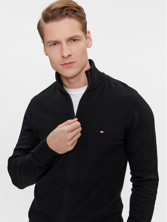 Tommy Hilfiger Tommy Hilfiger Pletena jopica MW0MW28050 Črna Regular Fit
