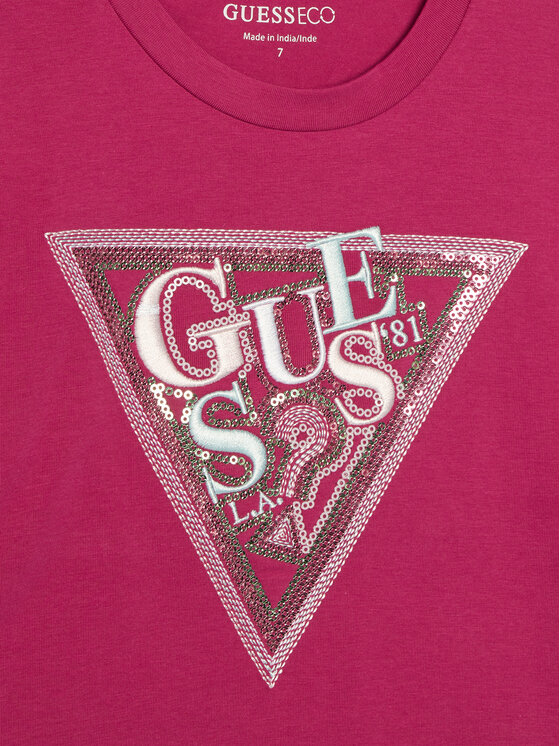 Guess Guess Tričko J6GI24 K6YW4 Tmavo ružová Relaxed Fit