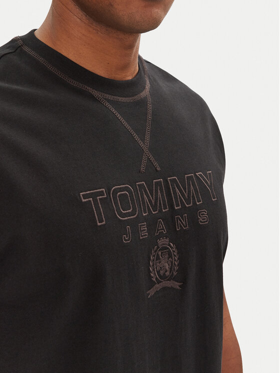 Tommy Jeans Tommy Jeans Tricou Tonal Crest DM0DM20805 Negru Relaxed Fit