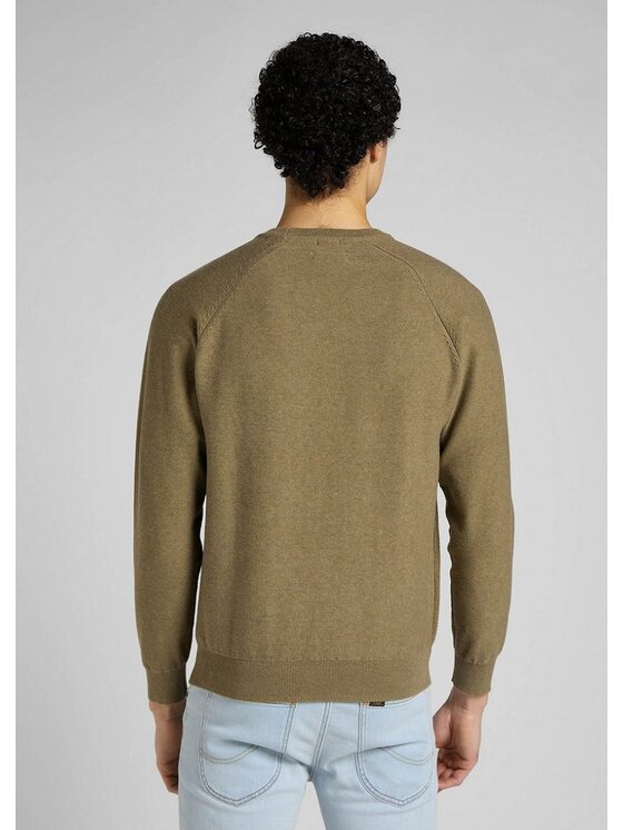 Lee Lee Sweter RAGLAN CREW KNIT Zielony Regular Fit