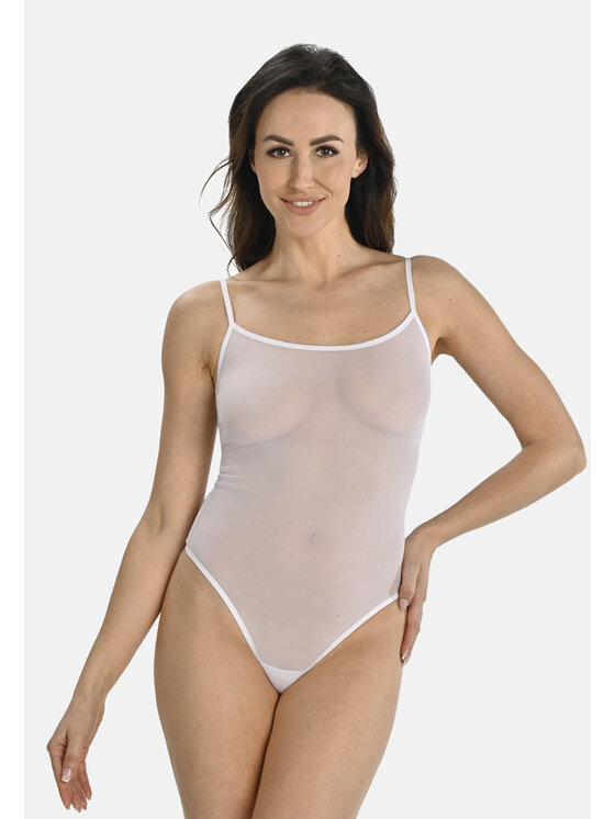 Teyli Damskie Body, rozmiar XXL, Białe, z siateczki na ramiączkach Sophi