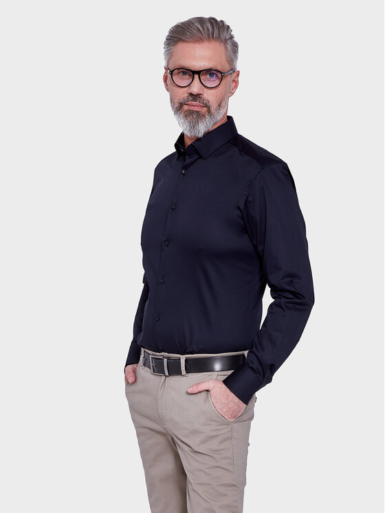 VILLARO VILLARO Koszula 011DLREGULAR Granatowy Regular Fit