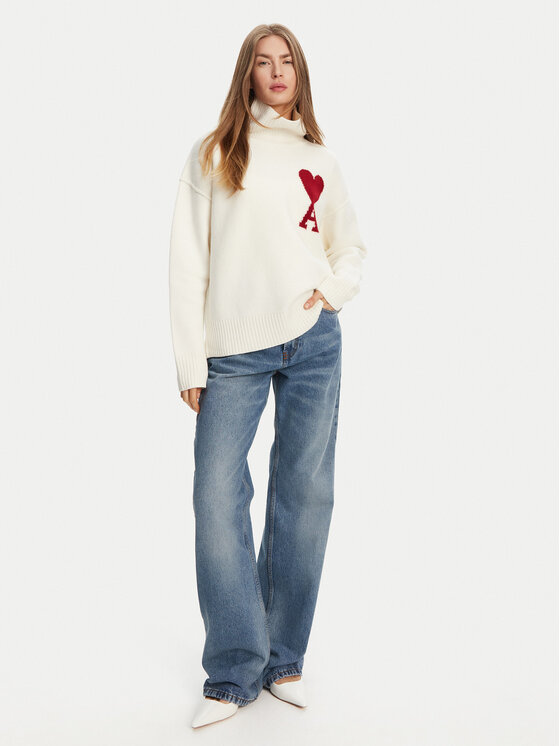 AMI PARIS AMI PARIS Rollkragenpullover BFUKS406.018 Écru Relaxed Fit