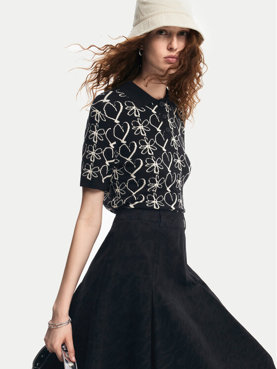 Desigual Desigual Спідниця трапеція Lettering Lacroix 24WWFW07 Чорний Regular Fit