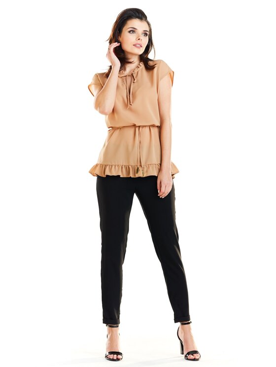 Awama Awama Bluzka A269 Brązowy Basic Fit