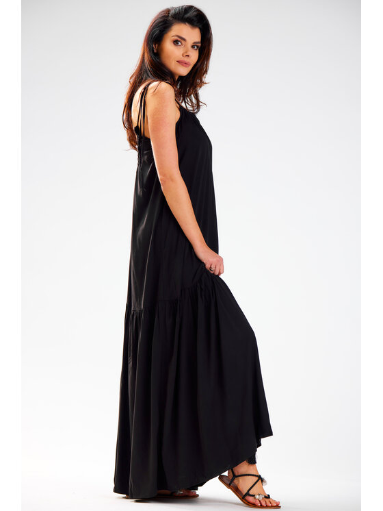 Awama Awama Sukienka letnia A582 Czarny Basic Fit