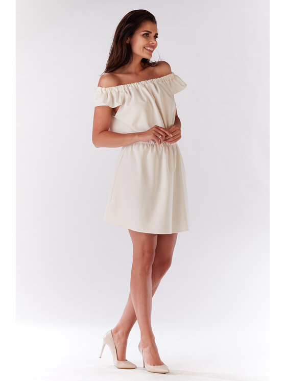 Infinite You Infinite You Sukienka letnia M136 Écru Basic Fit