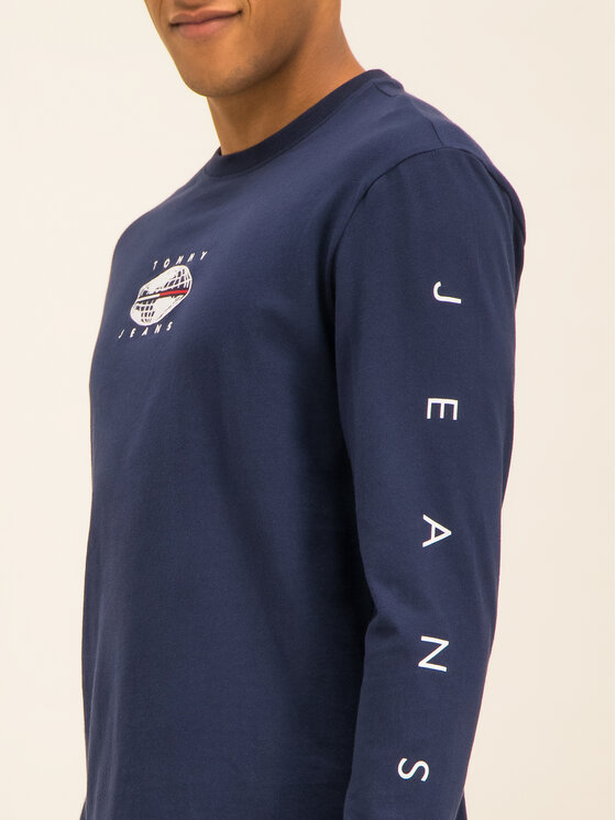 Tommy Jeans Tommy Jeans Тениска с дълъг ръкав Novel Logo DM0DM07437 Тъмносин Regular Fit