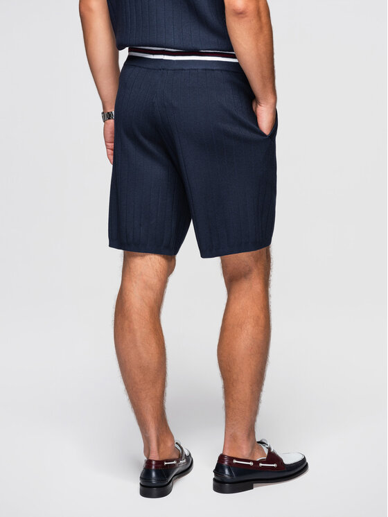 Ombre Ombre Szorty materiałowe OM-SRCS-0203 Granatowy Regular Fit