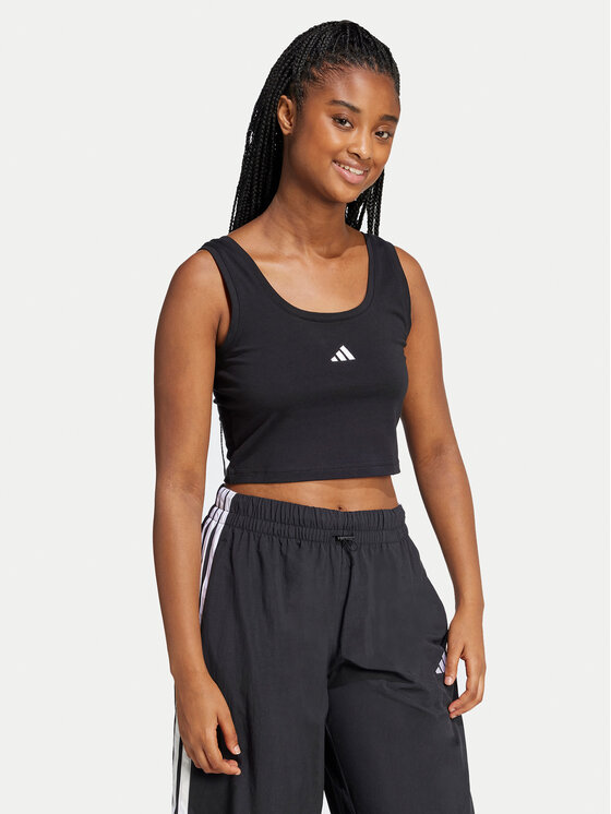 adidas adidas Топ Essentials Small Logo JE1321 Чорний Slim Fit