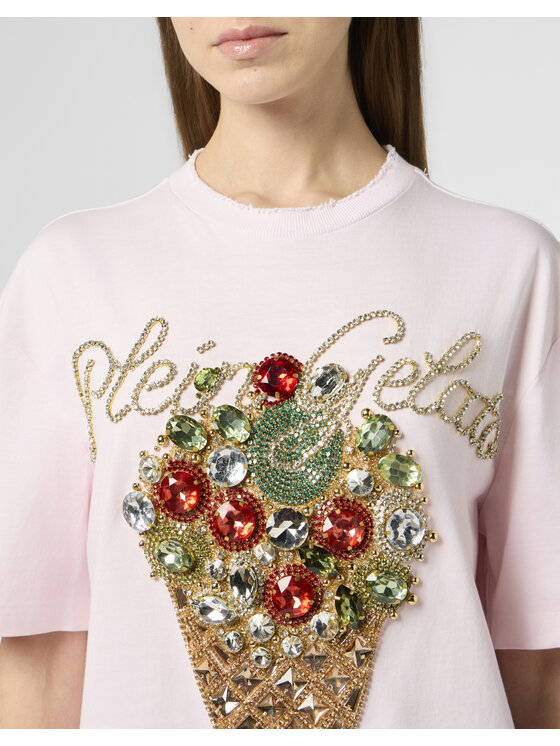 PHILIPP PLEIN PHILIPP PLEIN T-Shirt 30534 Różowy Over Fit