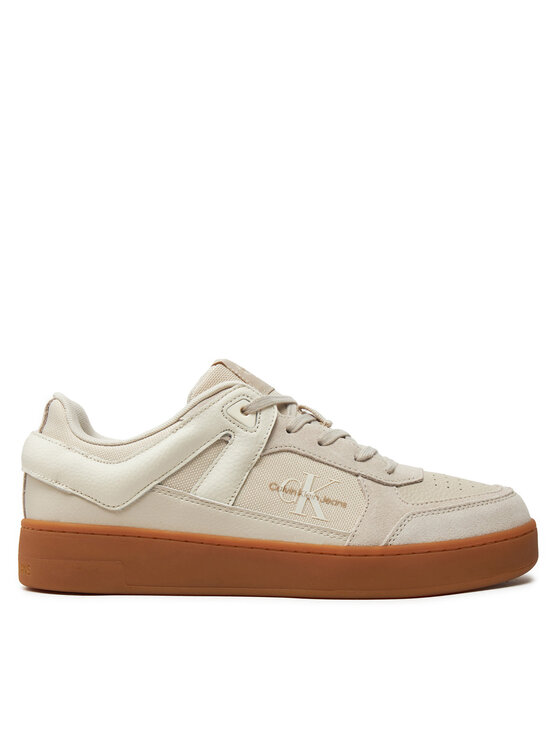 Calvin Klein Jeans Snīkeri Basket Cup Low Laceup Lth Ml Mtr YM0YM00994 Écru