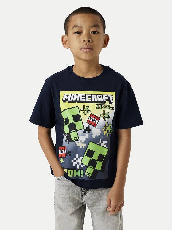 NAME IT Tričko Minecraft 13240871 Tmavomodrá Standard Fit