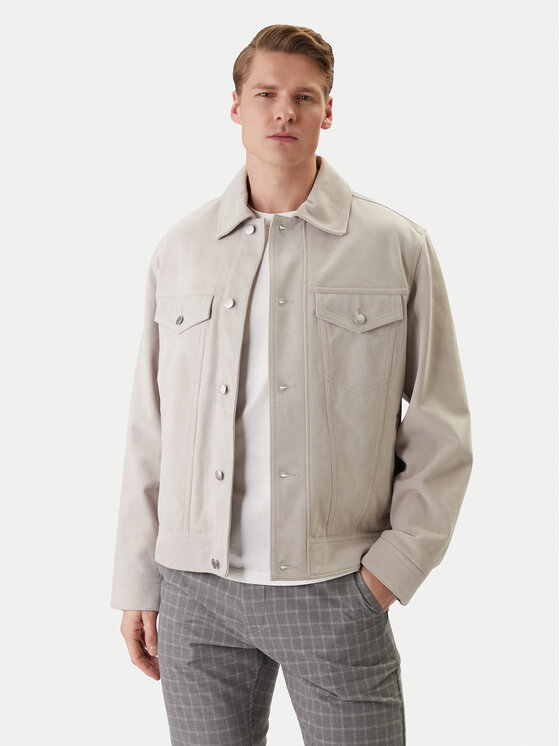 BOSS BOSS Lederjacke Johot 50552130 Grau Regular Fit