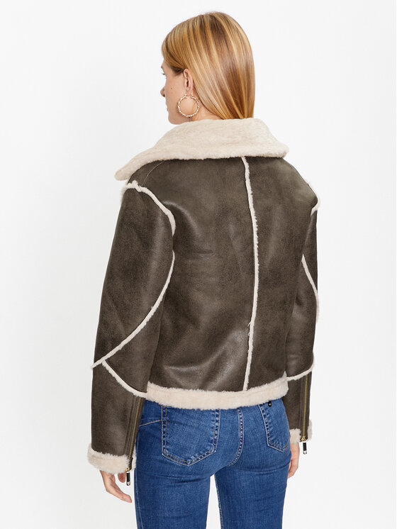Fracomina Fracomina Cappotto in shearling FS23WC1001O44601 Marrone Regular Fit