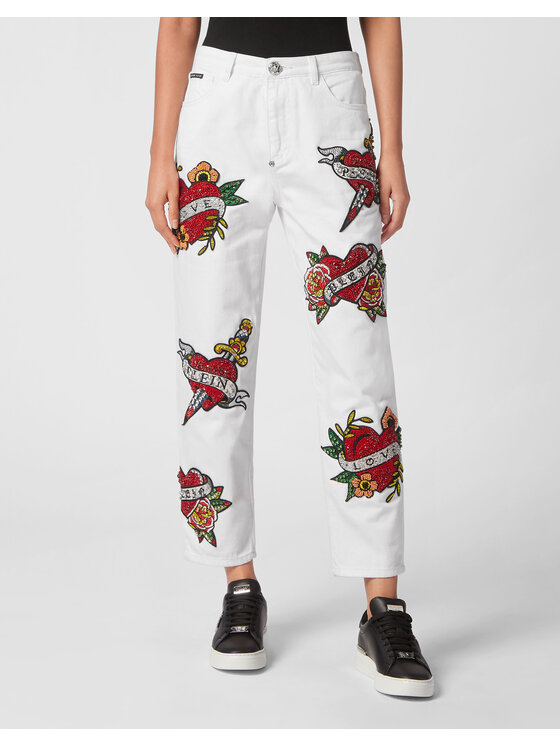 PHILIPP PLEIN PHILIPP PLEIN Jeansy 3071 Biały Mom Fit