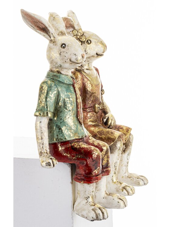 MIAhome MIAhome Figurka para królików na ławce MALJUNA-2 Kolorowy