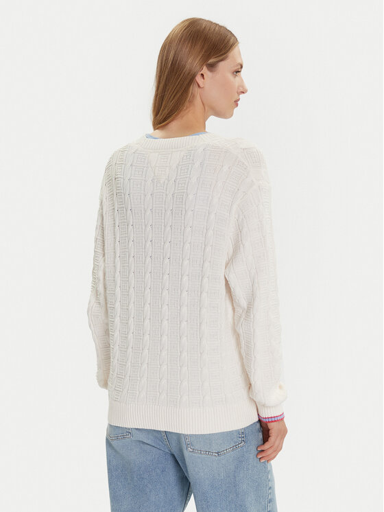 Tommy Jeans Tommy Jeans Kardigāns Cable DW0DW21681 Écru Relaxed Fit