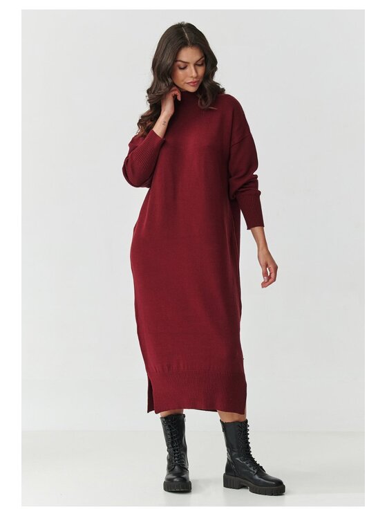 Makadamia Makadamia Sweter S166 Bordowy Loose Fit