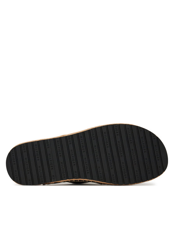 Tommy Hilfiger Tommy Hilfiger Espadryle Flex Jutte Hilfiger Lth Sandal FM0FM05646 Czarny