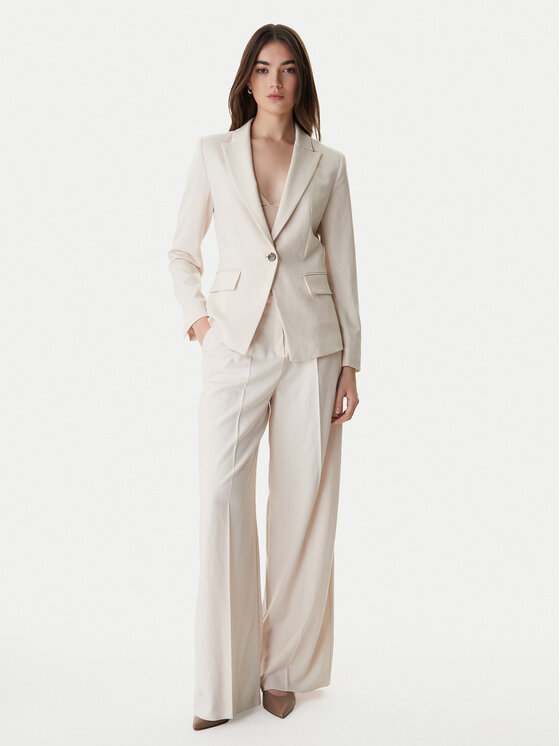 Marella Marella Spodnie palazzo Emme by Marella Slogan2 2615131311 Kremowy Wide Leg
