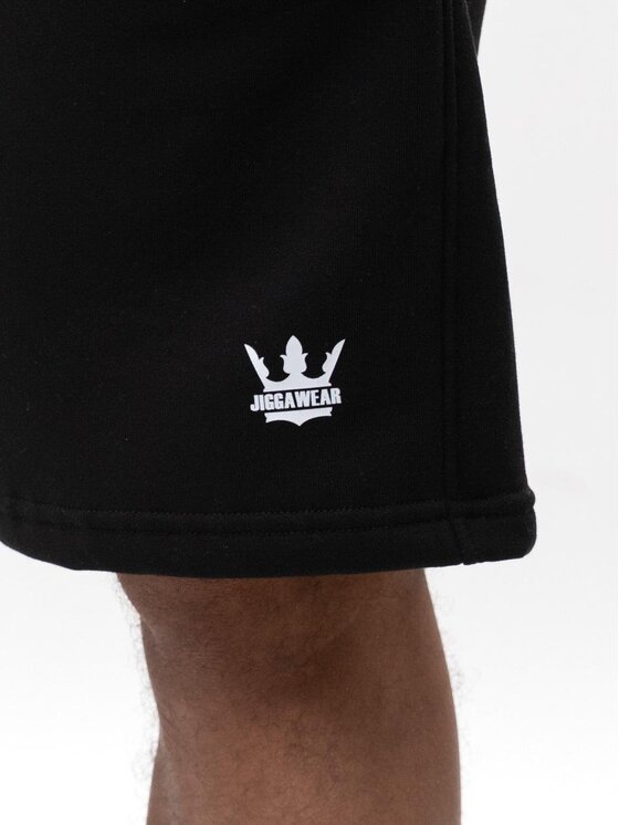 Jigga Wear Jigga Wear Szorty materiałowe Krótkie Spodenki Dresowe Męskie Czarne Jigga Wear Mini Crown XL Czarny Regular Fit