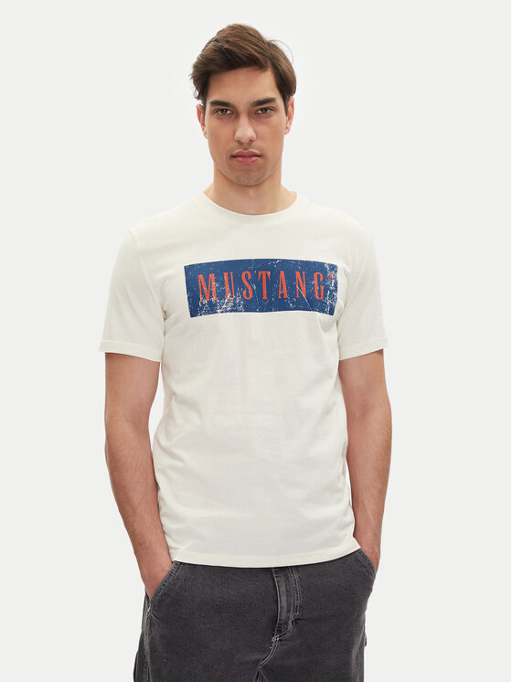 Mustang Tričko Austin 1016274 Biela Regular Fit