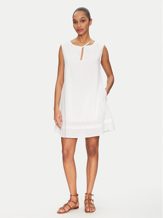 Seafolly Seafolly Poletna obleka Gathered 55431-DR Bela Relaxed Fit