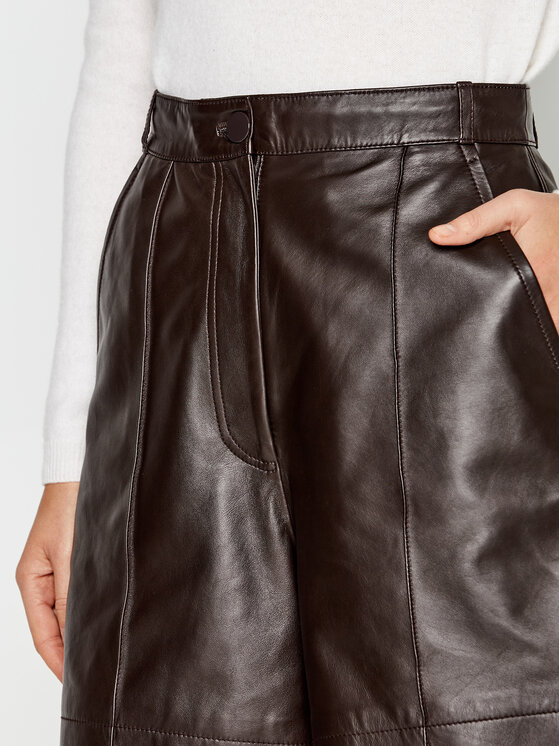 Sportmax Code Sportmax Code Шкіряні шорти Geisha 74360105600 Коричневий Regular Fit