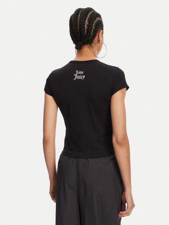 Juicy Couture Juicy Couture Póló Hibiscus JCGCT125041 Fekete Slim Fit