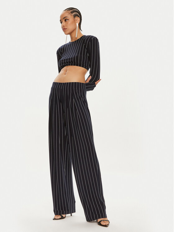 NORMA KAMALI NORMA KAMALI Kalhoty z materiálu KK1247PLC32642 Tmavomodrá Relaxed Fit