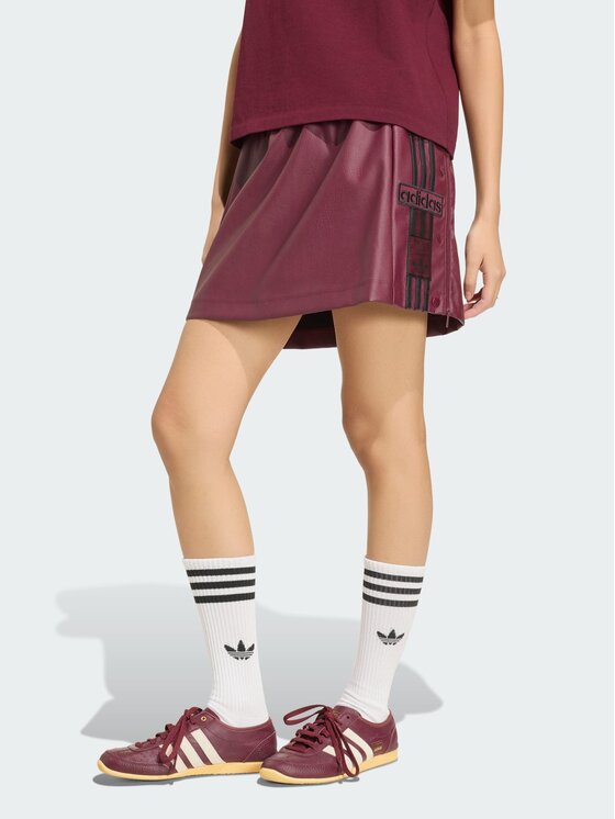 adidas adidas Spódnica z imitacji skóry PLEATHER ADIBREAK Bordowy Regular Fit