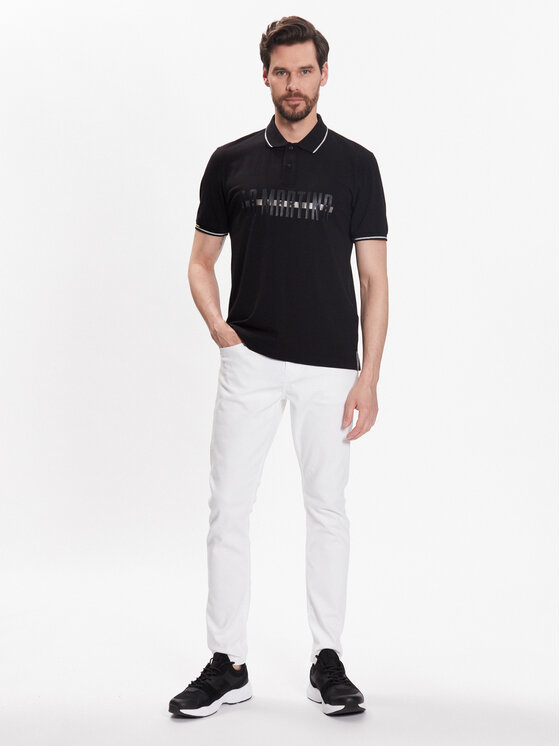 La Martina La Martina Тениска с яка и копчета VMP308 JS324 Черен Regular Fit