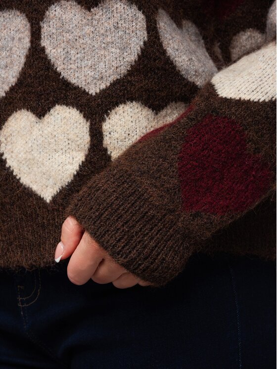 Ombre Ombre Sweter OW-SW-E0058 Brązowy Regular Fit