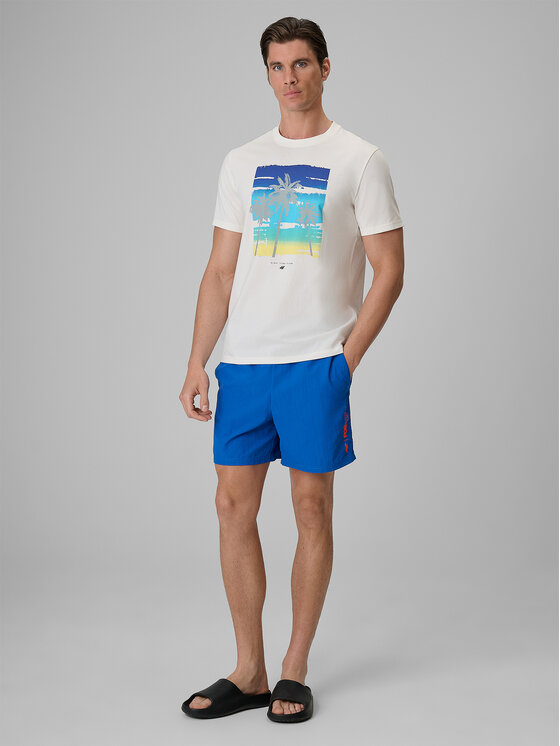 4F 4F T-Shirt CATCH THE WAVE Biały Regular Fit