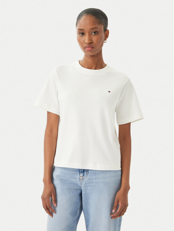 Tommy Hilfiger Tommy Hilfiger T-Shirt WW0WW49646 Biały Boxy Fit