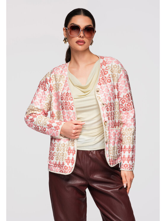 Ombre Ombre Kurtka przejściowa OW-JALP-0126 Różowy Loose Fit