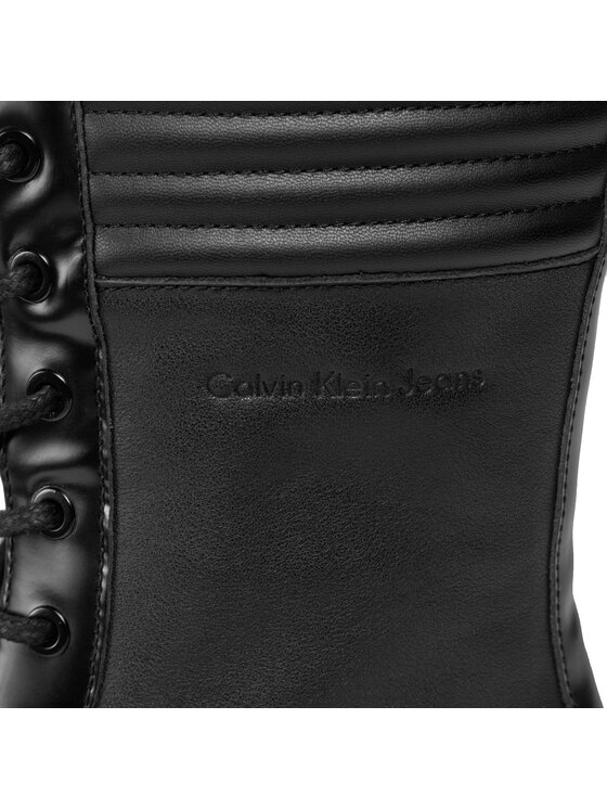 Calvin Klein Jeans Calvin Klein Jeans Боти Flatform Knee Boot Laceup Lth Wn YW0YW01137 Черен