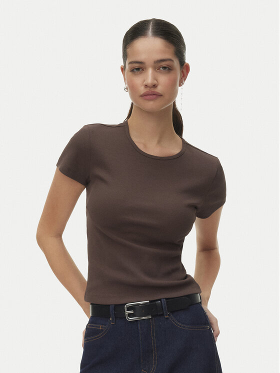 Vero Moda Vero Moda T-Shirt Chloe 10306894 Brązowy Tight Fit