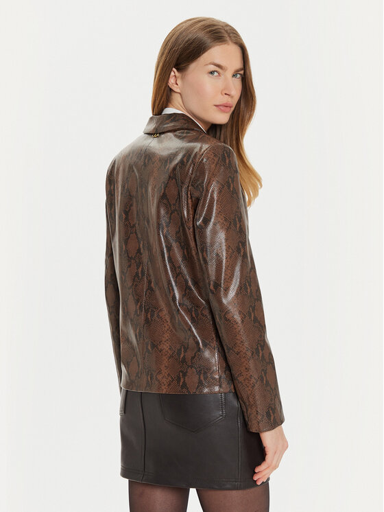 TWINSET TWINSET Geacă din imitație de piele 242TT2233 Maro Regular Fit