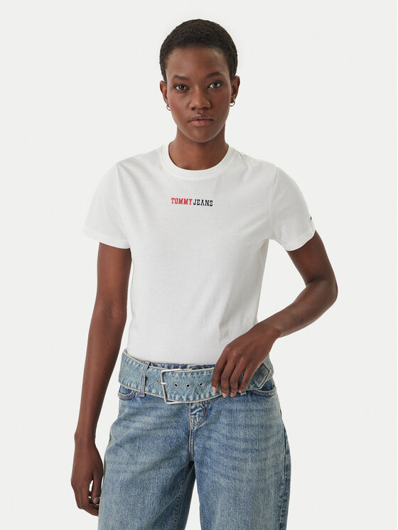 Tommy Jeans Tricou DW0DW22277 Alb Regular Fit