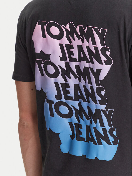 Tommy Jeans Tommy Jeans T-krekls Stack Backprint DM0DM21589 Melns Regular Fit