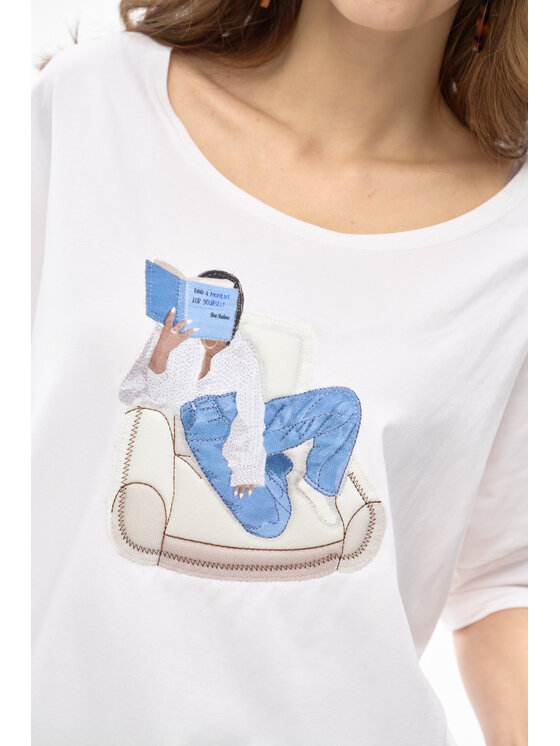 blue shadow blue shadow Bluzka Tina Écru Regular Fit