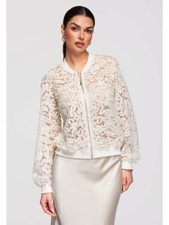 Ombre Ombre Kurtka bomber OW-JANP-0134 Beżowy Loose Fit