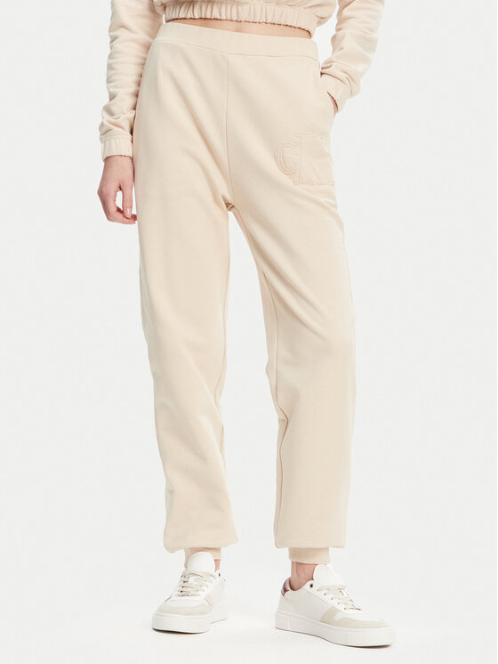 Calvin Klein Jeans Teplákové nohavice J20J225355 Béžová Regular Fit