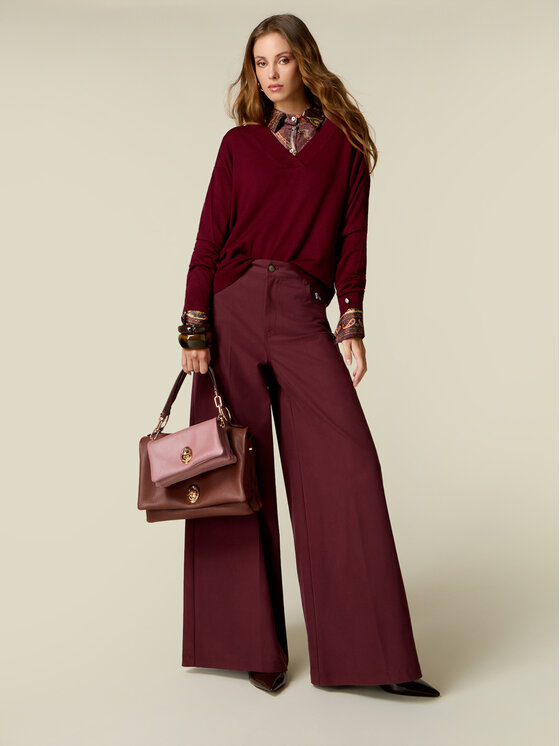Oltre Oltre Pantaloni di tessuto P756R009430N036 Bordeaux Regular Fit
